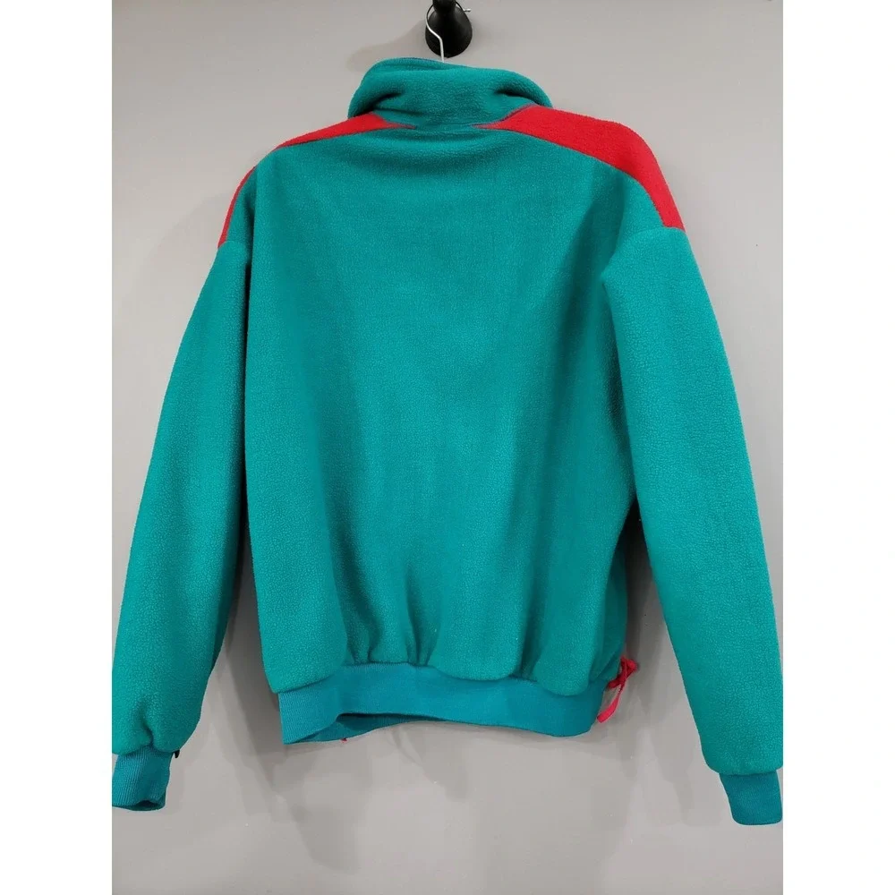 Vintage Columbia Jacket Mens Large Blue Teal Fleece Aztec Collar Retro USA 90s